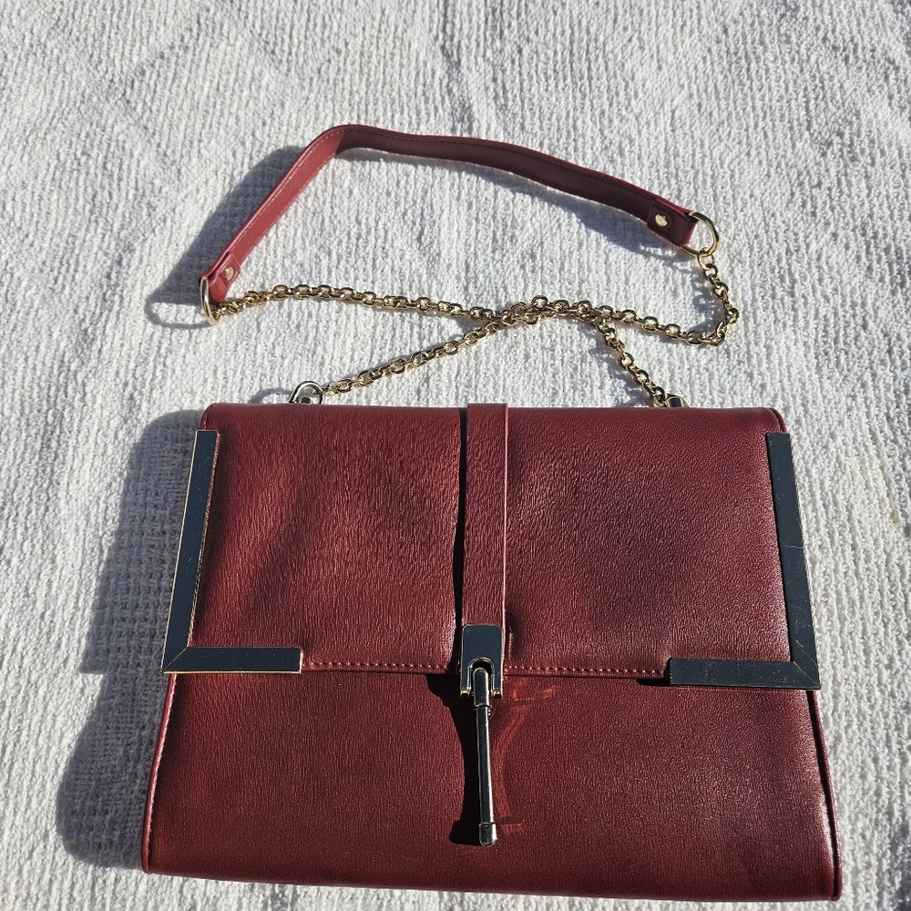 JustFab Crossbody Bag Purse Red Just Fab Chain Strap